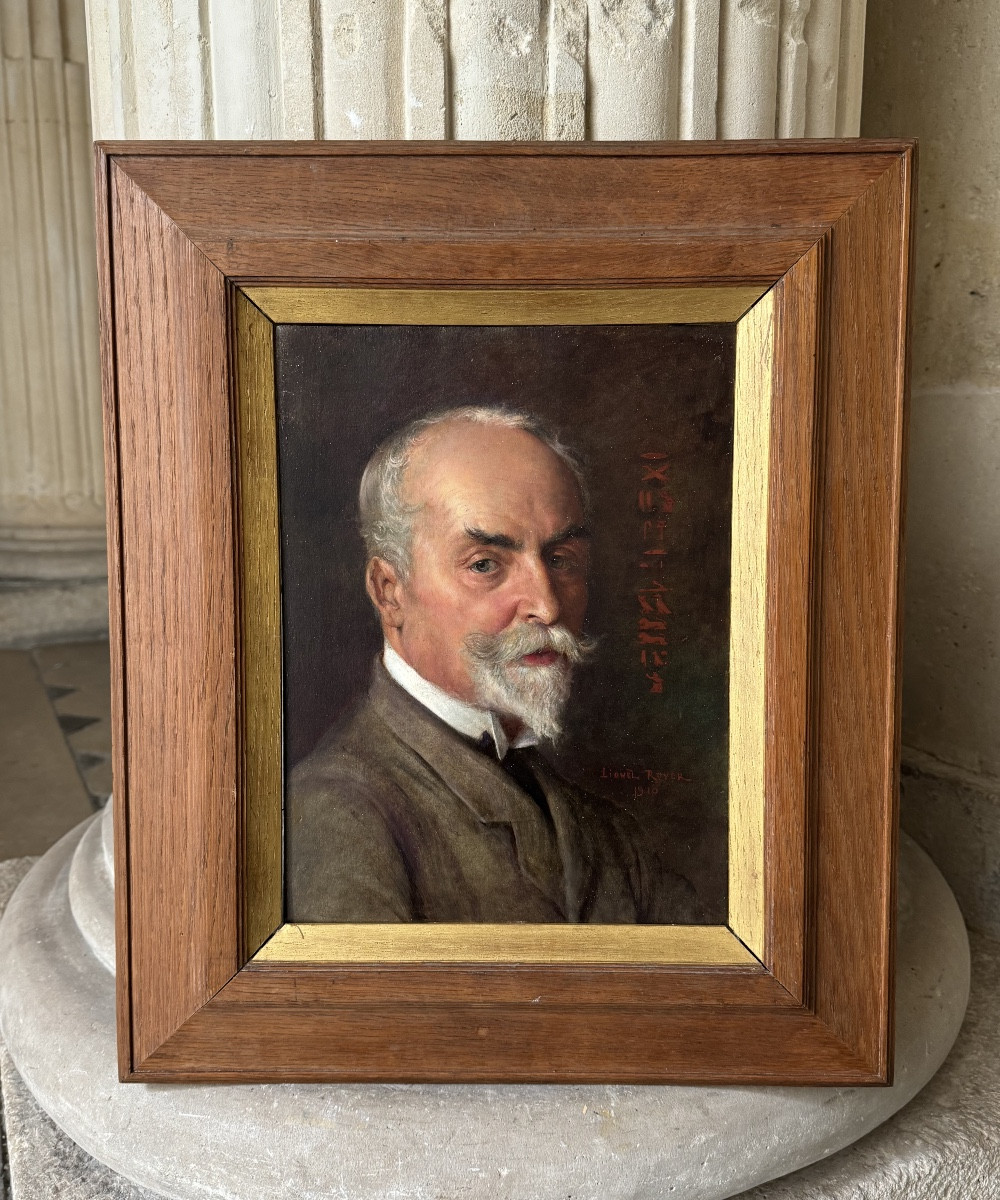 Portrait With Hieroglyph Of Dominique Mallet, Egyptologist And Journalist, By Lionel Royer 1910