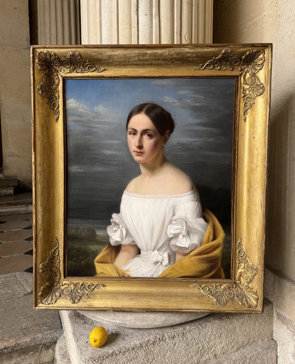 Portrait Of A Young Woman  In A Yellow Shawl Circa 1830