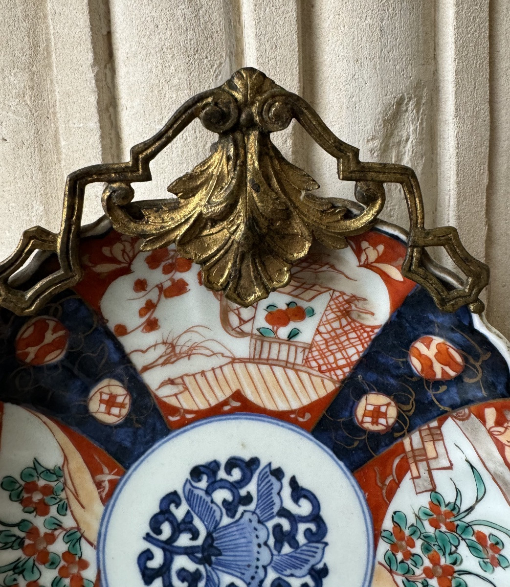 Pair Of 19th Century Imari Porcelain And Gilt Metal Wall Lights -photo-2