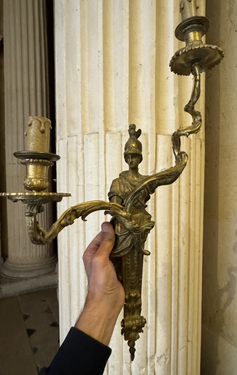 Pair Of Regency Style Bronze Wall Lights -photo-3