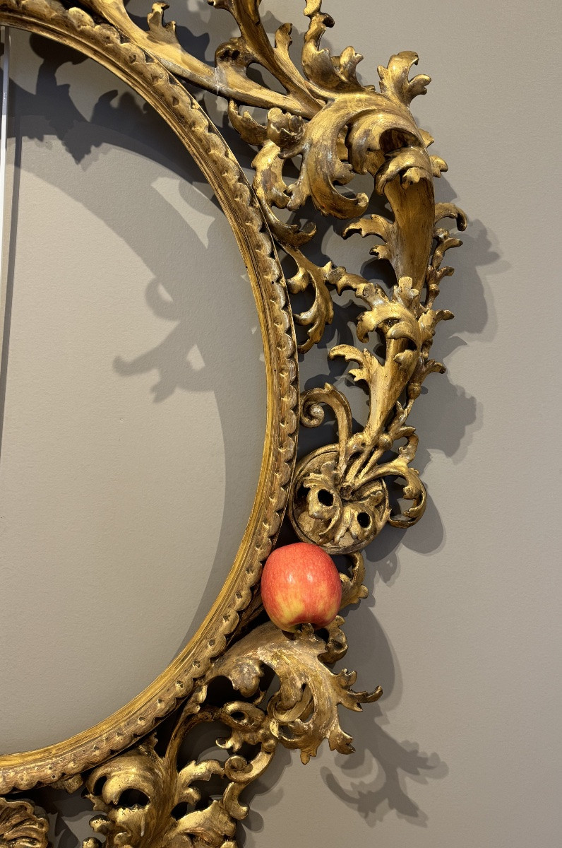 Grand Cadre Italien En Bois Doré 19ème Siècle -photo-1