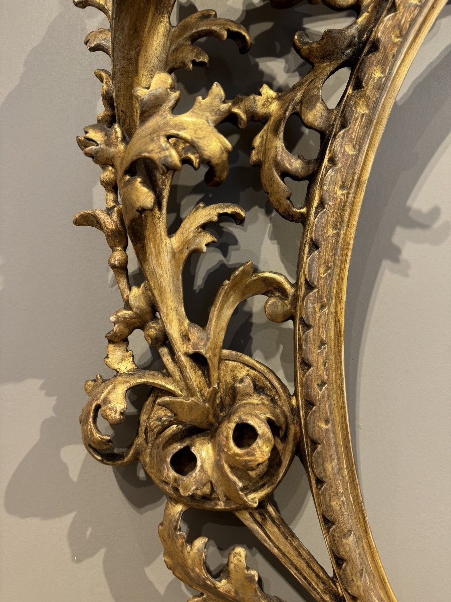 Grand Cadre Italien En Bois Doré 19ème Siècle -photo-4
