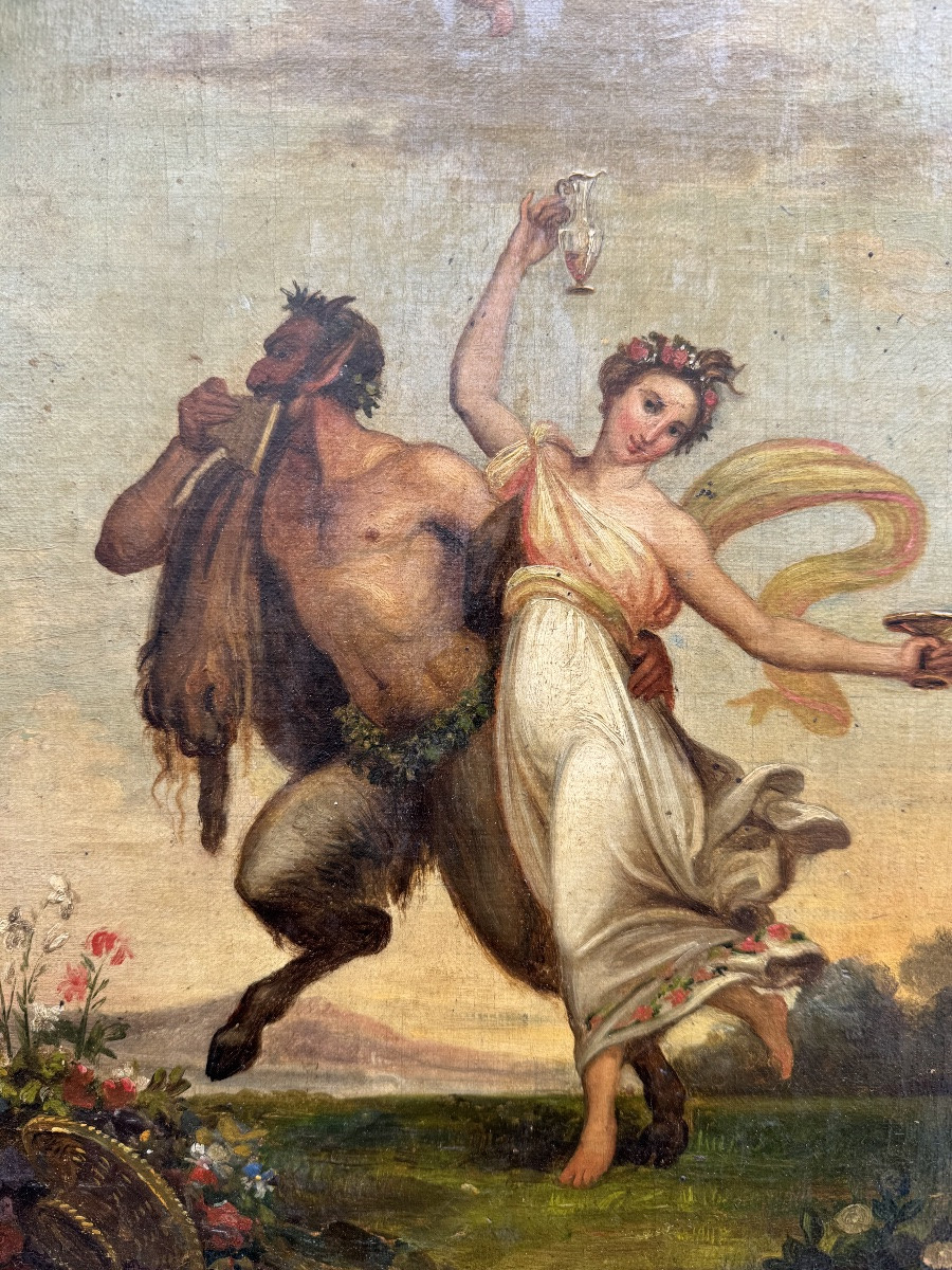 Pair Of Mythological Paintings, Oils On Canvas, Empire Period -photo-3