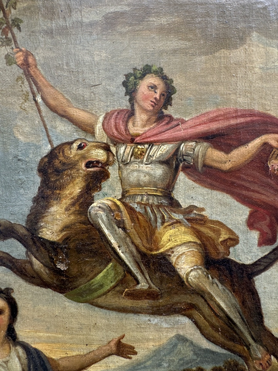 Pair Of Mythological Paintings, Oils On Canvas, Empire Period -photo-3