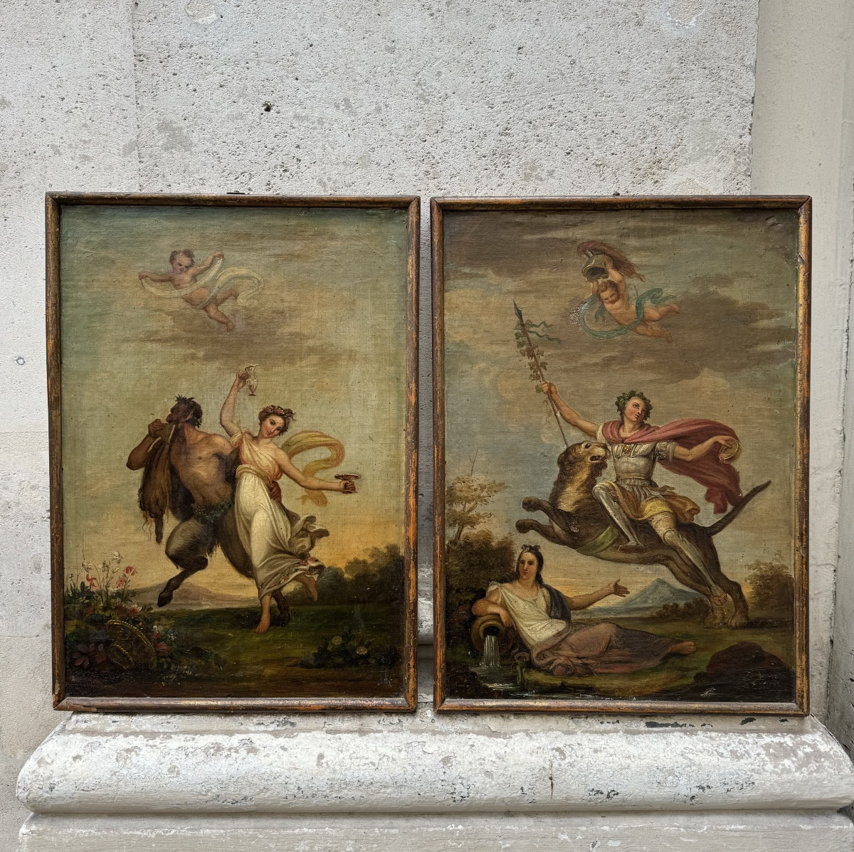 Pair Of Mythological Paintings, Oils On Canvas, Empire Period 