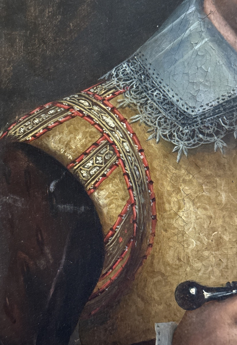 Portrait d’Un Homme Tenant Un Crâne, École Espagnole 1607-photo-1