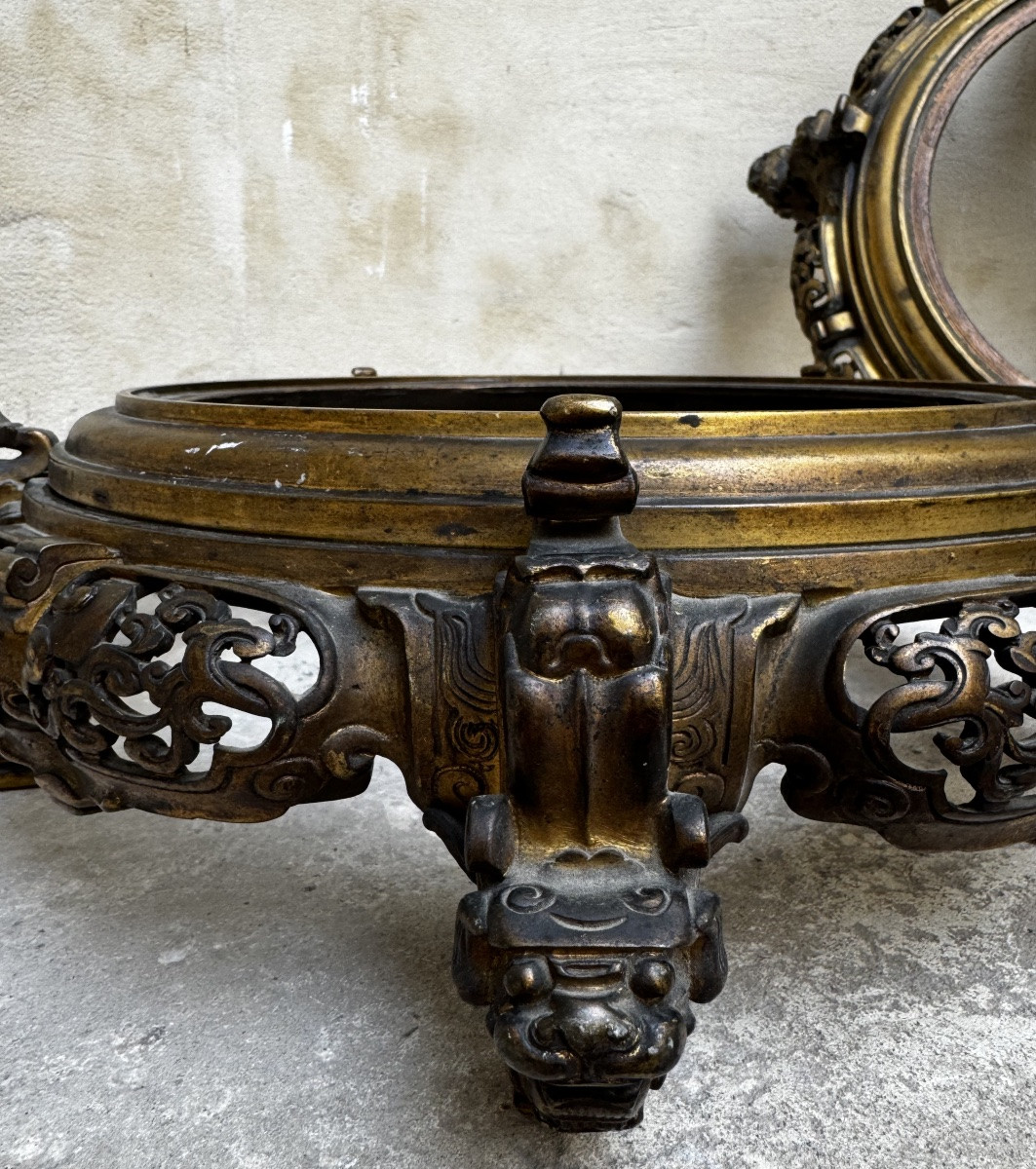 Pair Of 19th Century Gilt Bronze Chinese Pedestals -photo-2