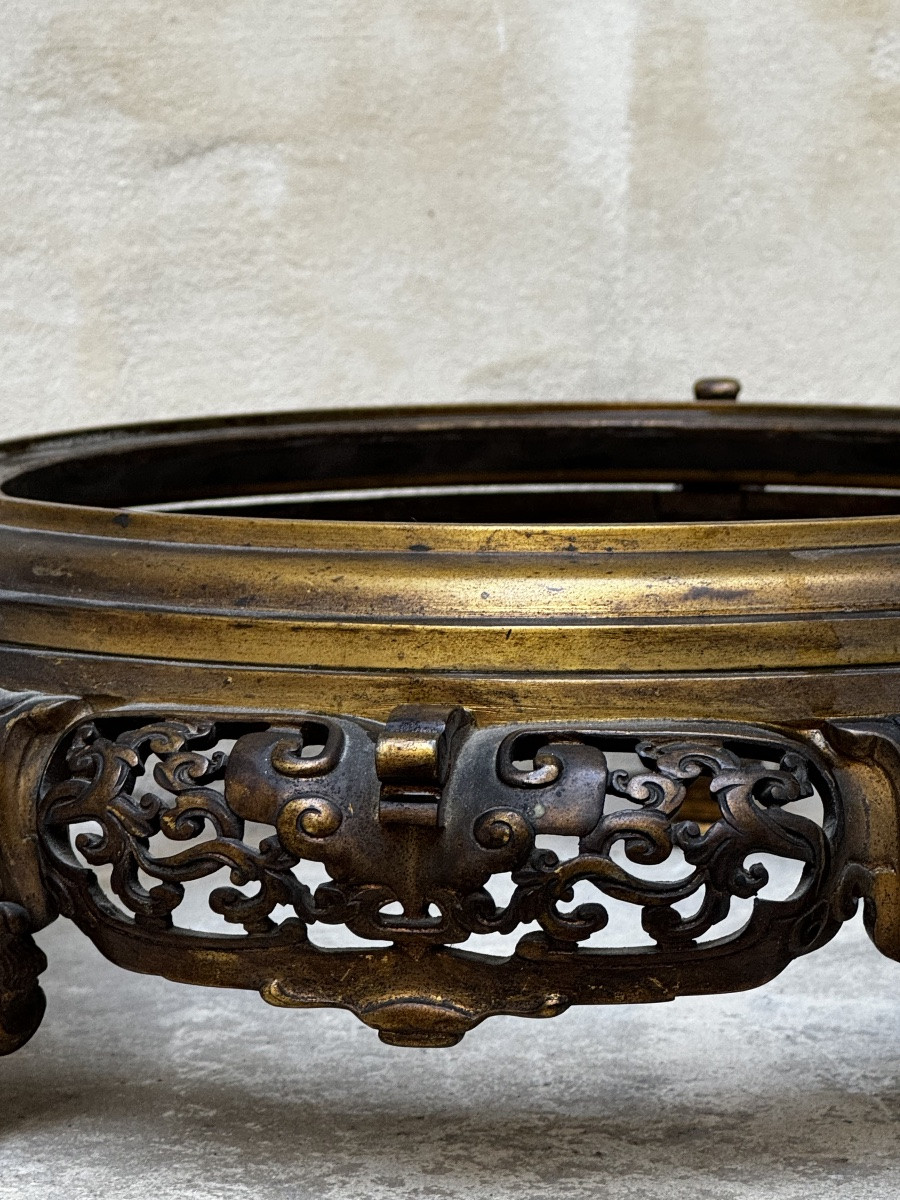 Pair Of 19th Century Gilt Bronze Chinese Pedestals -photo-1