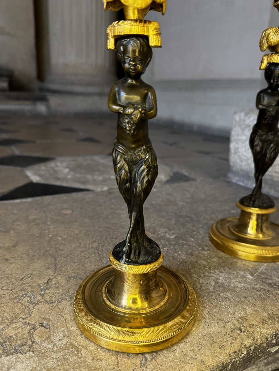 Pair Of Late 18th Century Bronze Candlesticks-photo-1