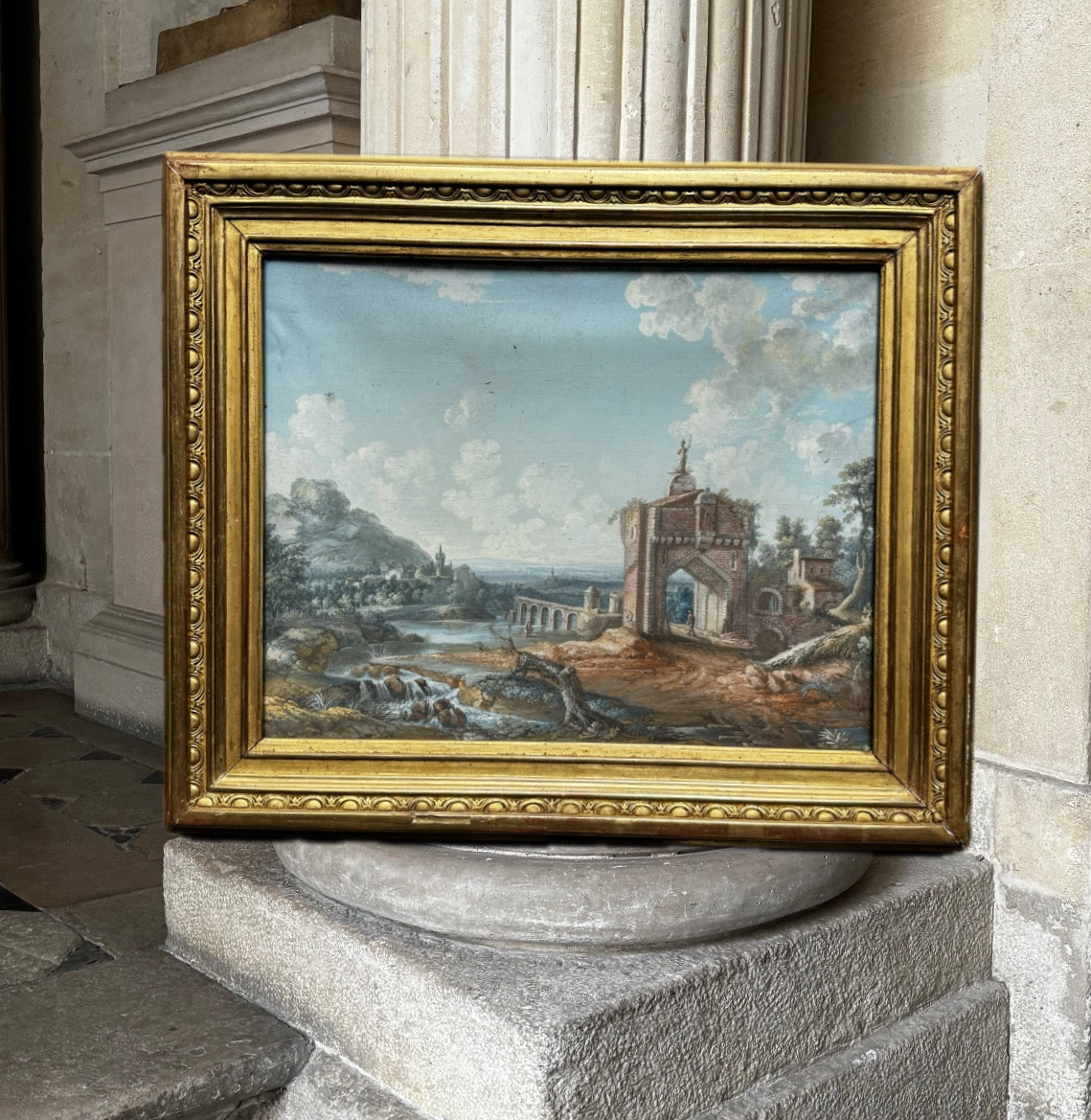 Paire De Gouaches 18ème Siècle Du Grand Tour-photo-2