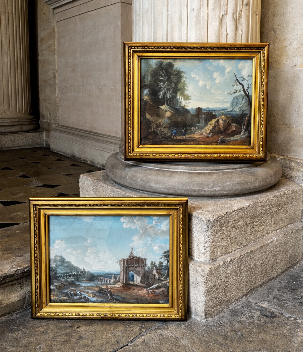 Paire De Gouaches 18ème Siècle Du Grand Tour