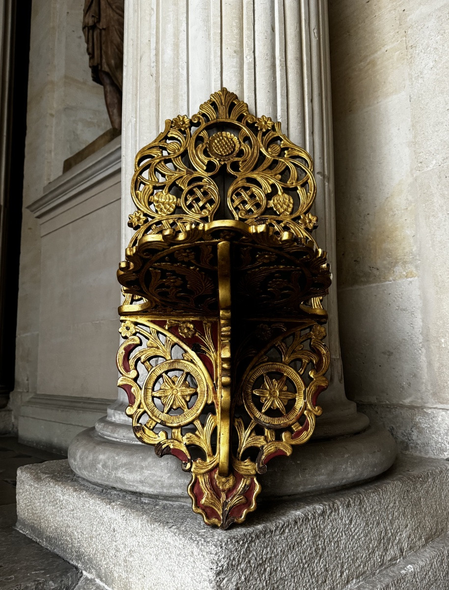 Porte-Turban En Bois Doré, Empire Ottoman 19ème Siècle -photo-1