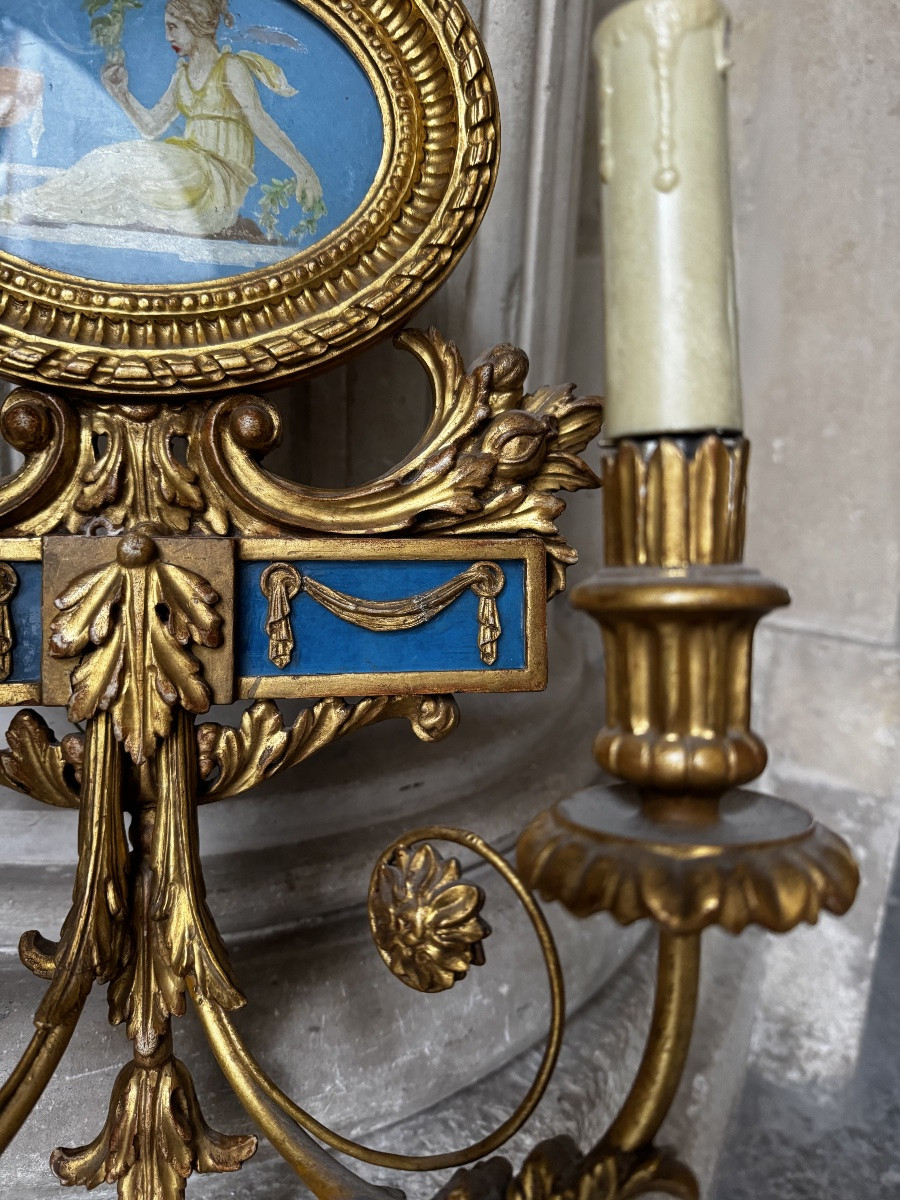 Pair Of Giltwood Wall Lights In The Louis XVI Style-photo-1