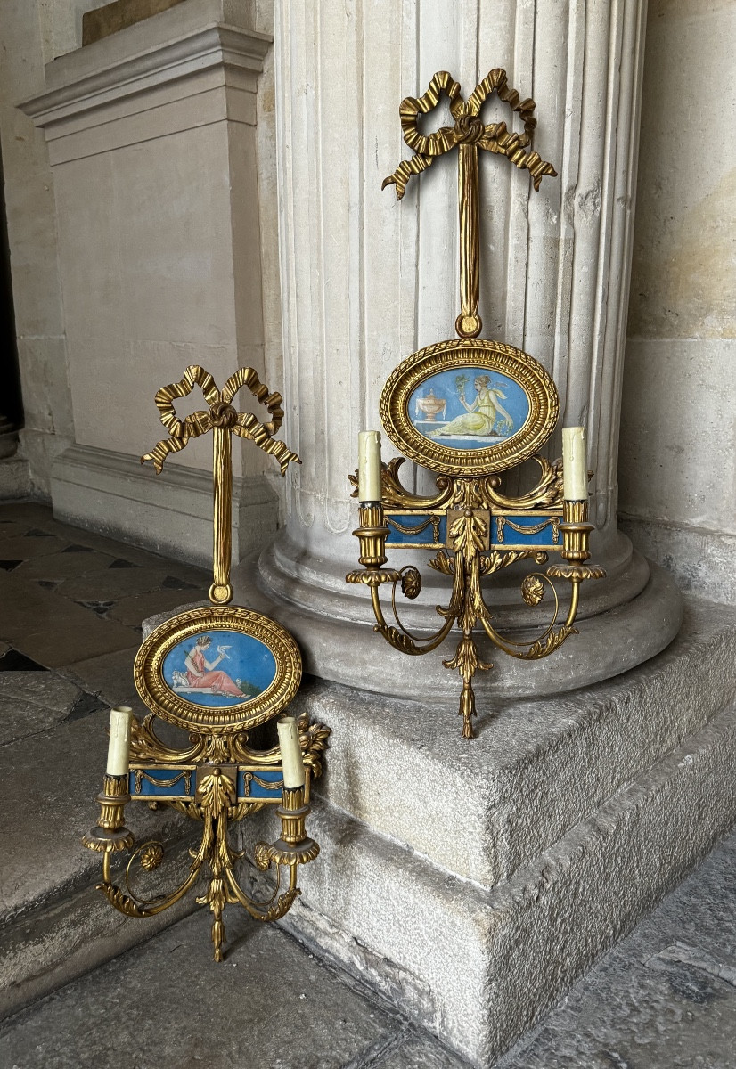 Pair Of Giltwood Wall Lights In The Louis XVI Style
