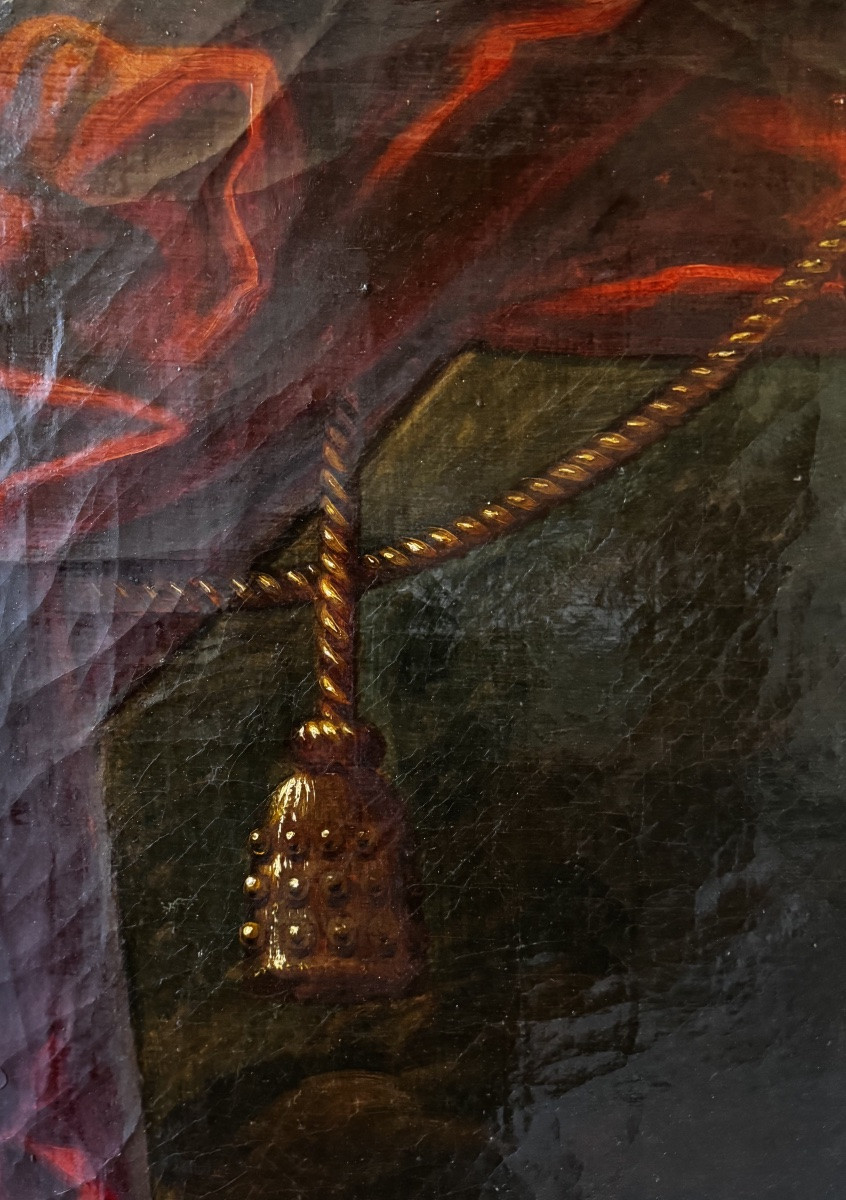 Large Portrait Of A Lady With A Flower, Italian School, Circa 1750 -photo-3