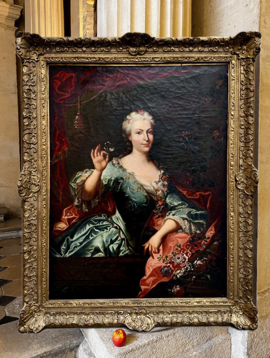 Large Portrait Of A Lady With A Flower, Italian School, Circa 1750 