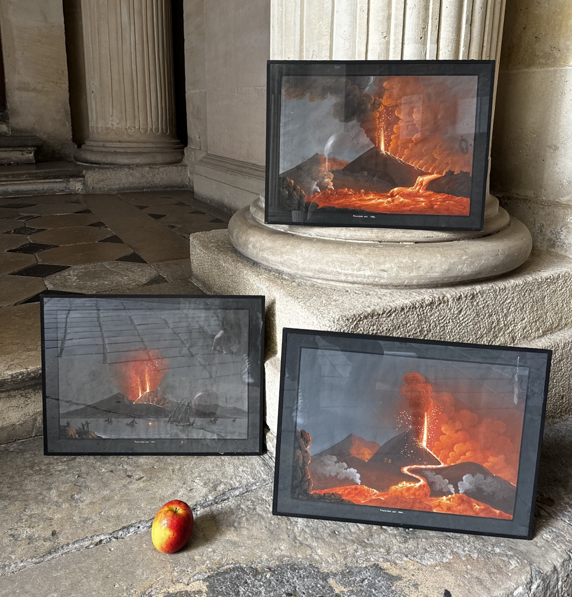 Éruption Du Vésuve En 1806, Gouache Napoligaine 19ème Siècle -photo-3