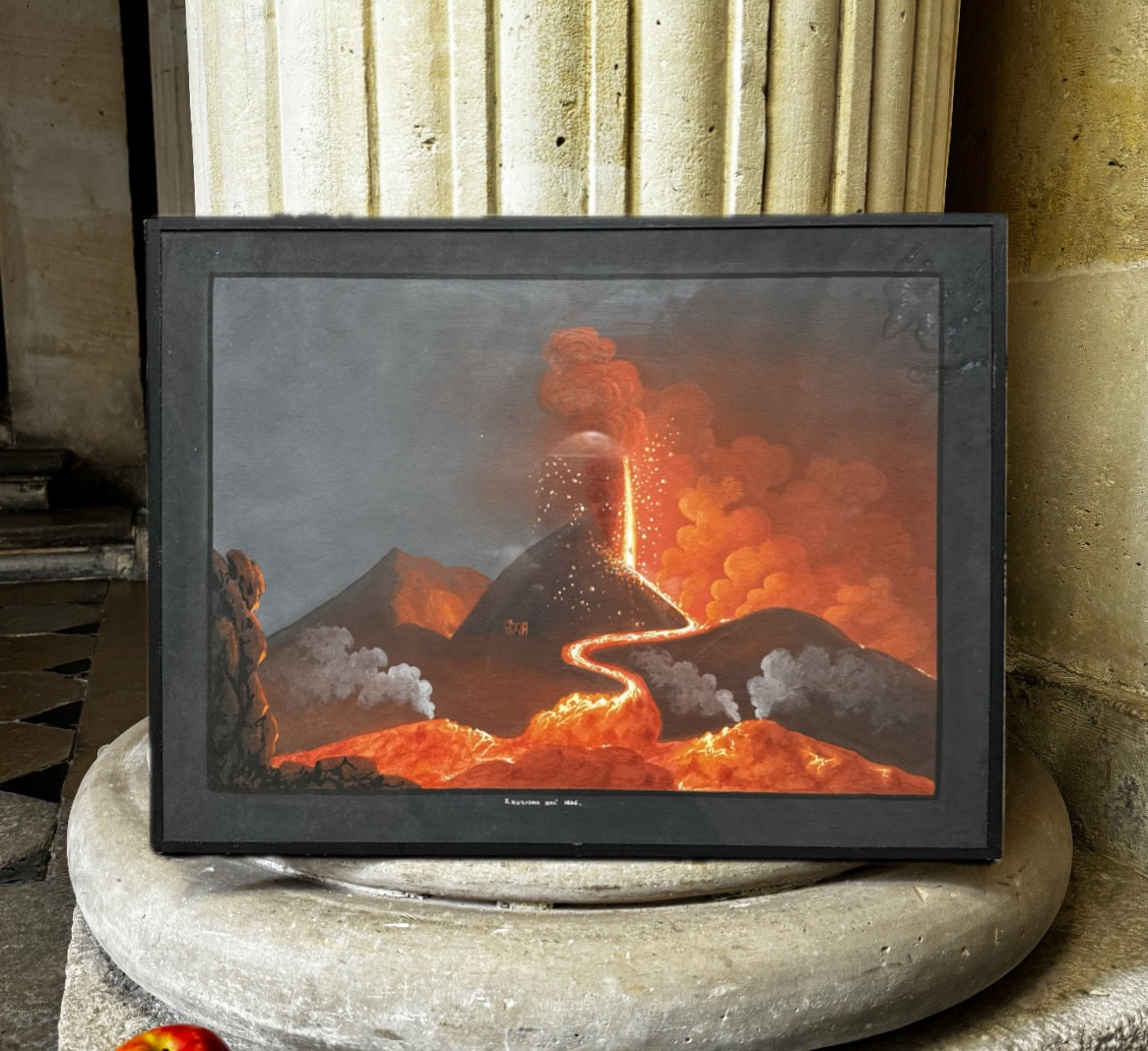 Éruption Du Vésuve En 1806, Gouache Napoligaine 19ème Siècle 