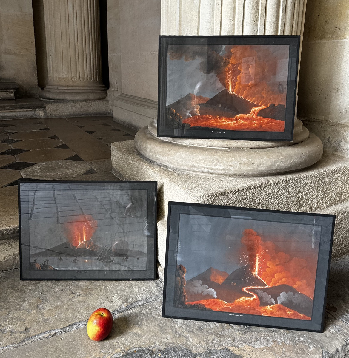 Éruption Du Vésuve En 1783, Gouache Napolitaine 19ème Siècle -photo-4