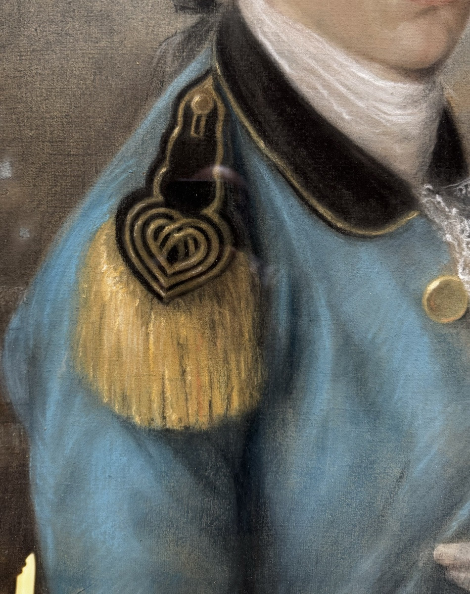 Portrait d’Un Jeune Officier, Pastel Fin 18ème Siècle -photo-2