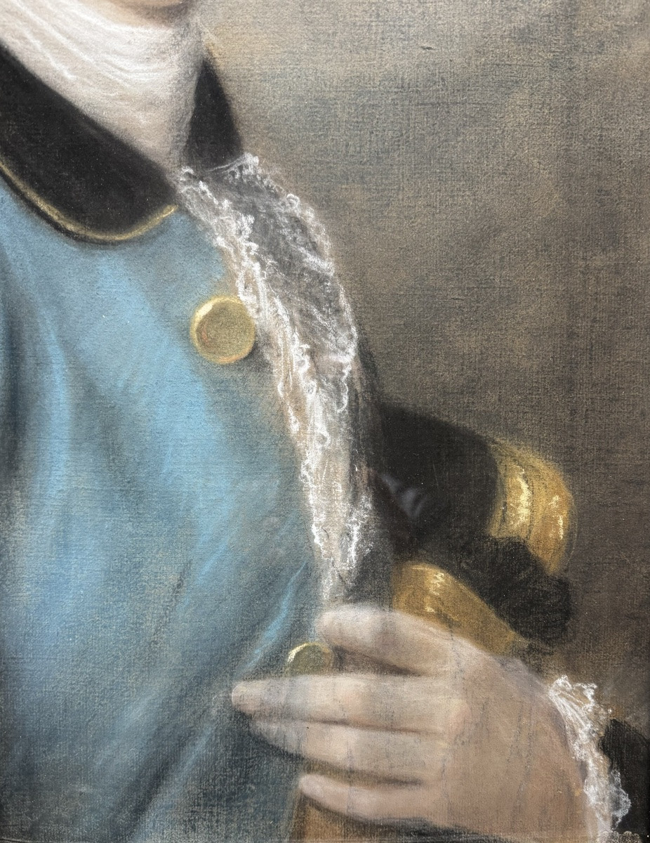 Portrait d’Un Jeune Officier, Pastel Fin 18ème Siècle -photo-3