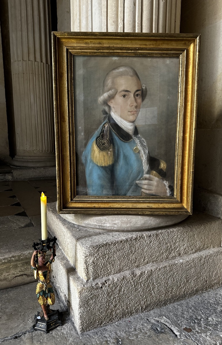 Portrait d’Un Jeune Officier, Pastel Fin 18ème Siècle -photo-5