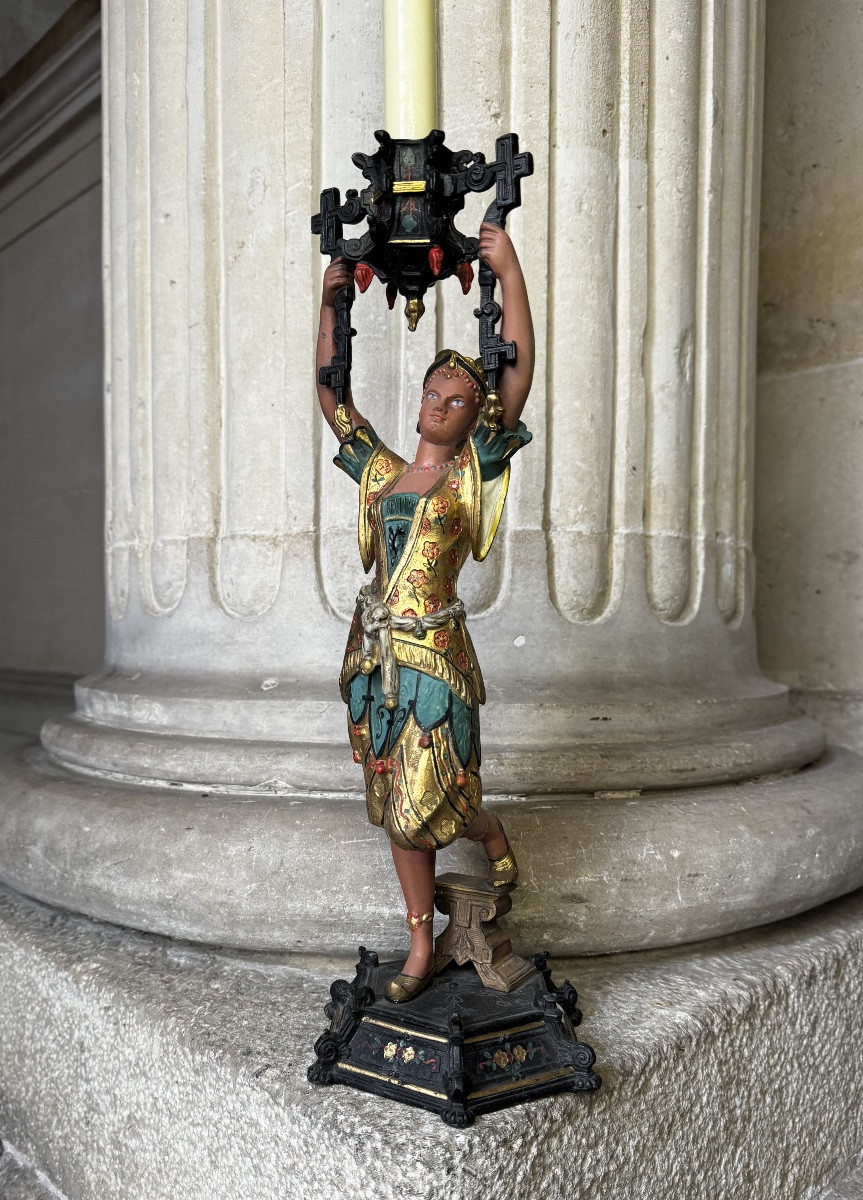 Orientalist Candlestick, Mid-19th Century -photo-2