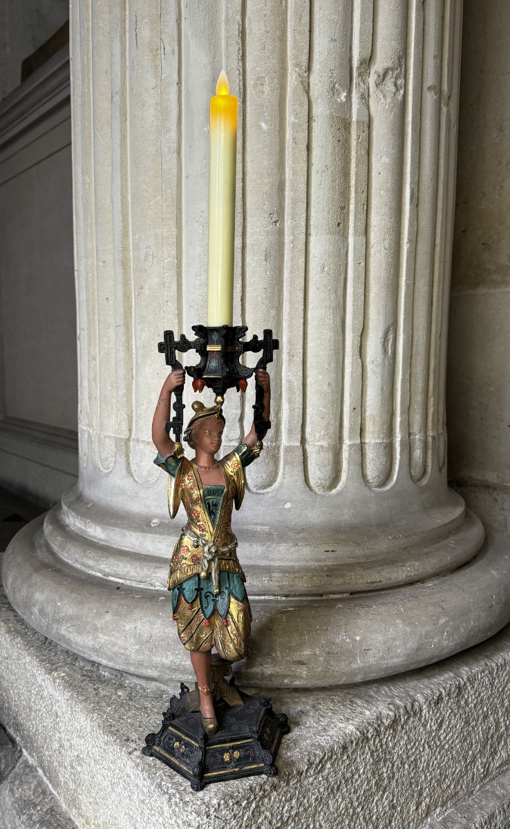 Orientalist Candlestick, Mid-19th Century 