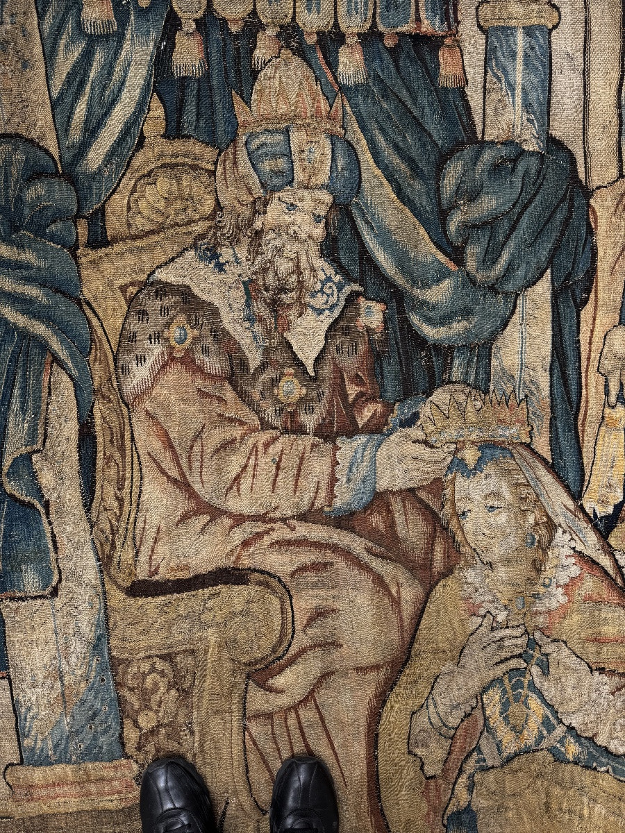 The Coronation Of Esther, Flemish Tapestry, 17th Century -photo-2