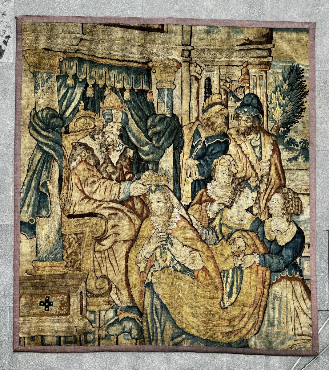 The Coronation Of Esther, Flemish Tapestry, 17th Century 