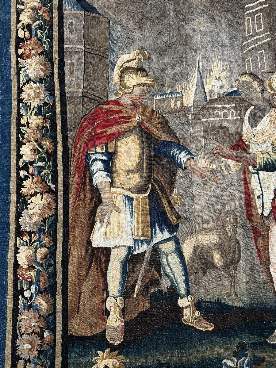 Le Couronnement d’Hester, Tapisserie d’Aubusson Fin 17ème Siècle-photo-2