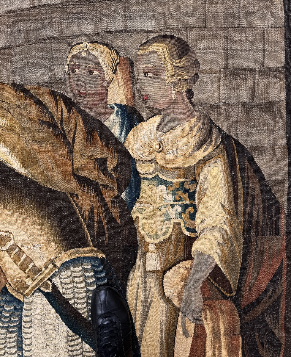Le Couronnement d’Hester, Tapisserie d’Aubusson Fin 17ème Siècle-photo-3