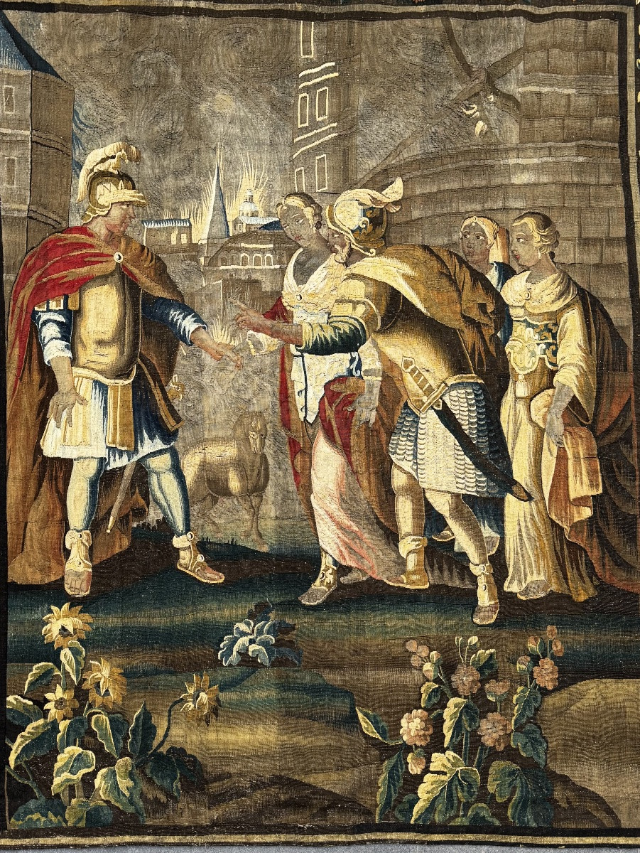 Le Couronnement d’Hester, Tapisserie d’Aubusson Fin 17ème Siècle-photo-8