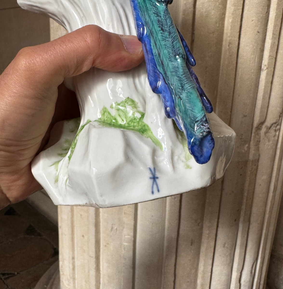 Paire De Perroquets En Porcelaine De Saxe Fin 19ème Siècle-photo-4