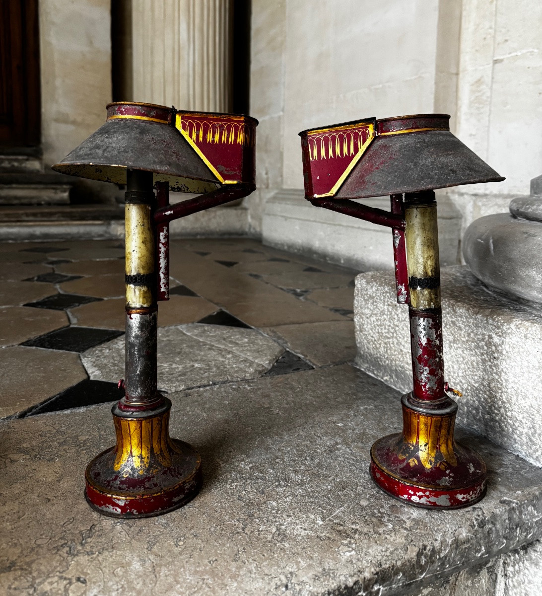 Paire De Lampes À Huile Début 19ème Siècle -photo-8