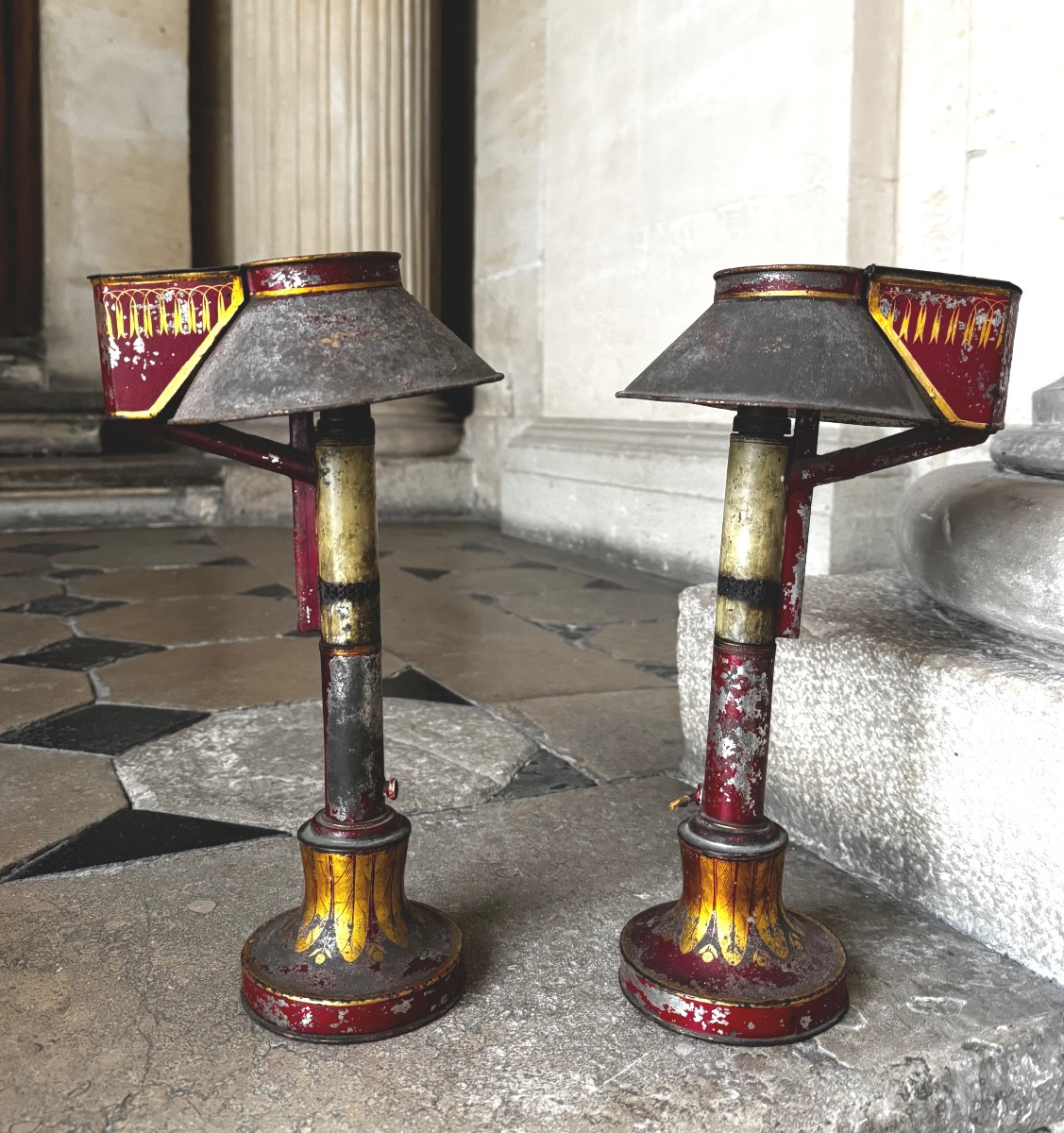 Paire De Lampes À Huile Début 19ème Siècle 