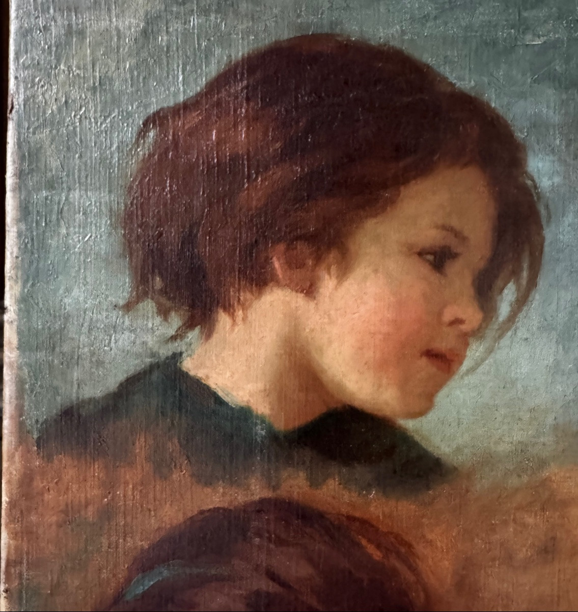 Étude De Têtes d’Enfants, Huile Sur Toile 19ème Siècle -photo-2