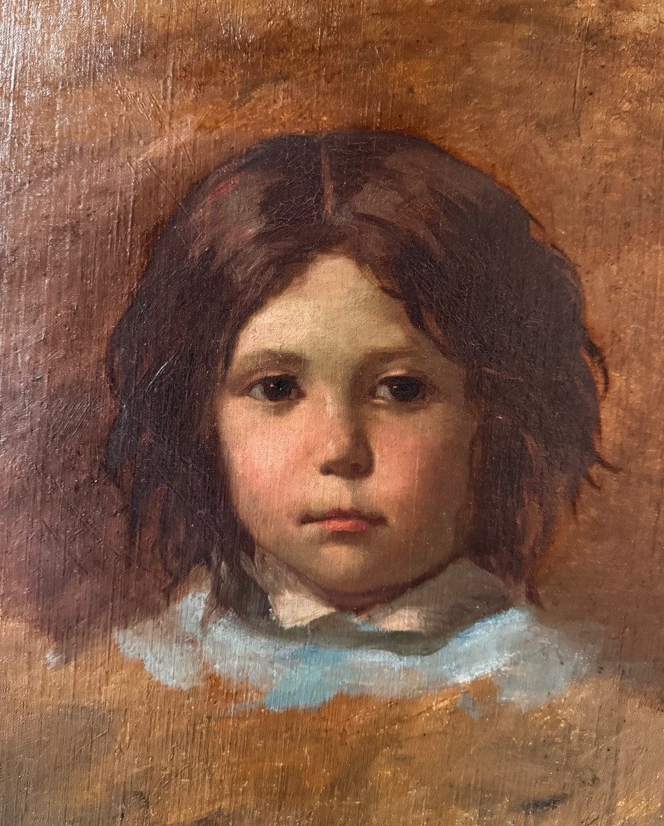 Étude De Têtes d’Enfants, Huile Sur Toile 19ème Siècle -photo-4