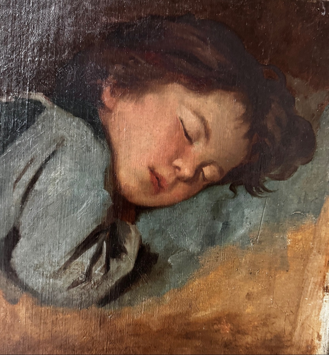 Étude De Têtes d’Enfants, Huile Sur Toile 19ème Siècle -photo-5