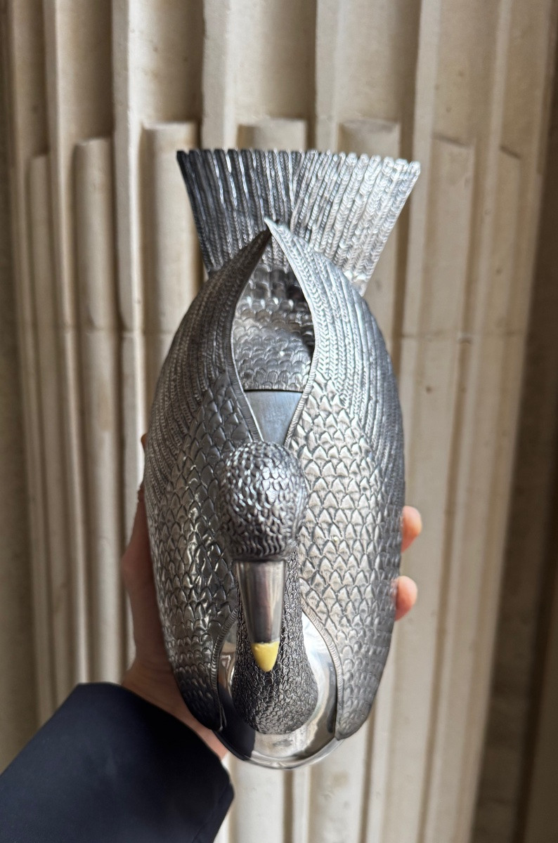 Boîte En Métal Argenté, Italie 1960-photo-3