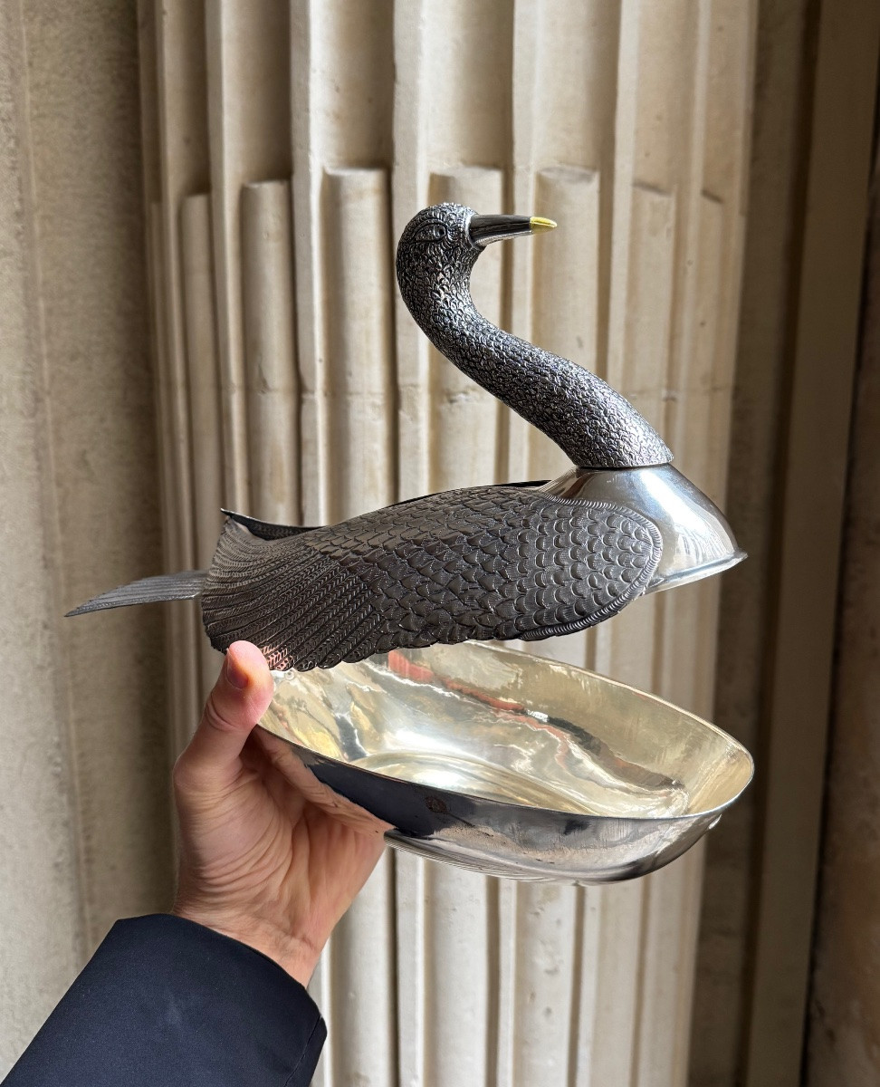 Boîte En Métal Argenté, Italie 1960-photo-4