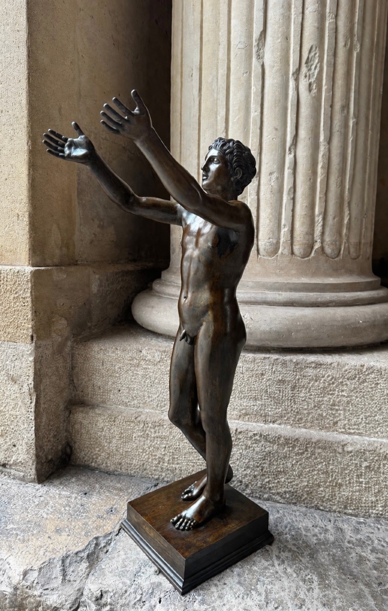 Young Man Praying. Bronze After The Antique