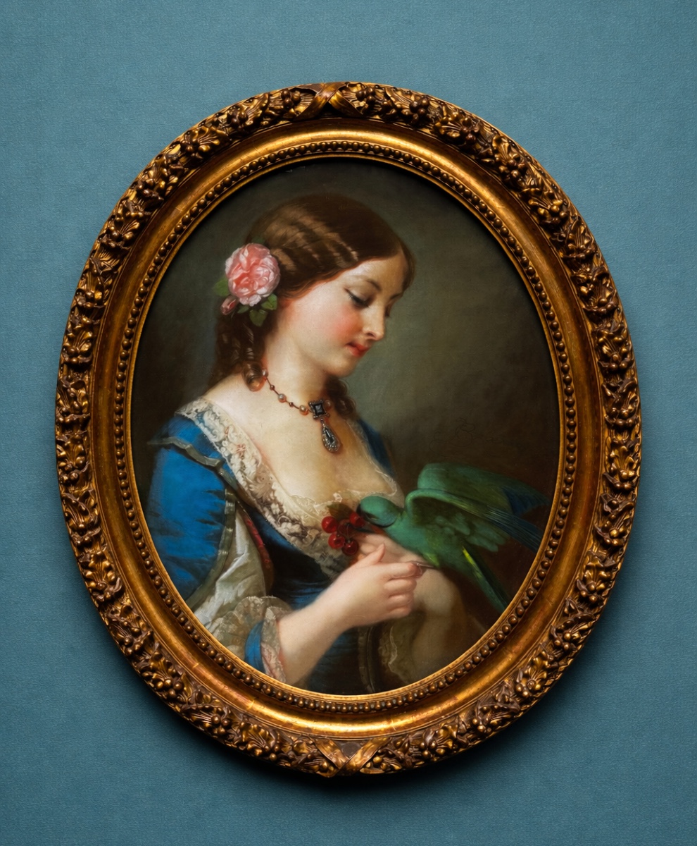 Pair Of Large Pastels Circa 1860 By Constant Joseph Brochart-photo-2