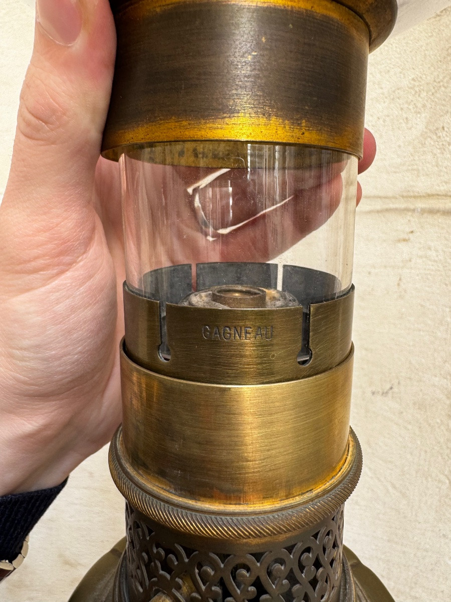 Paire De Lampes À Pétrole, Maison Gagneau Fin 19ème Siècle -photo-1