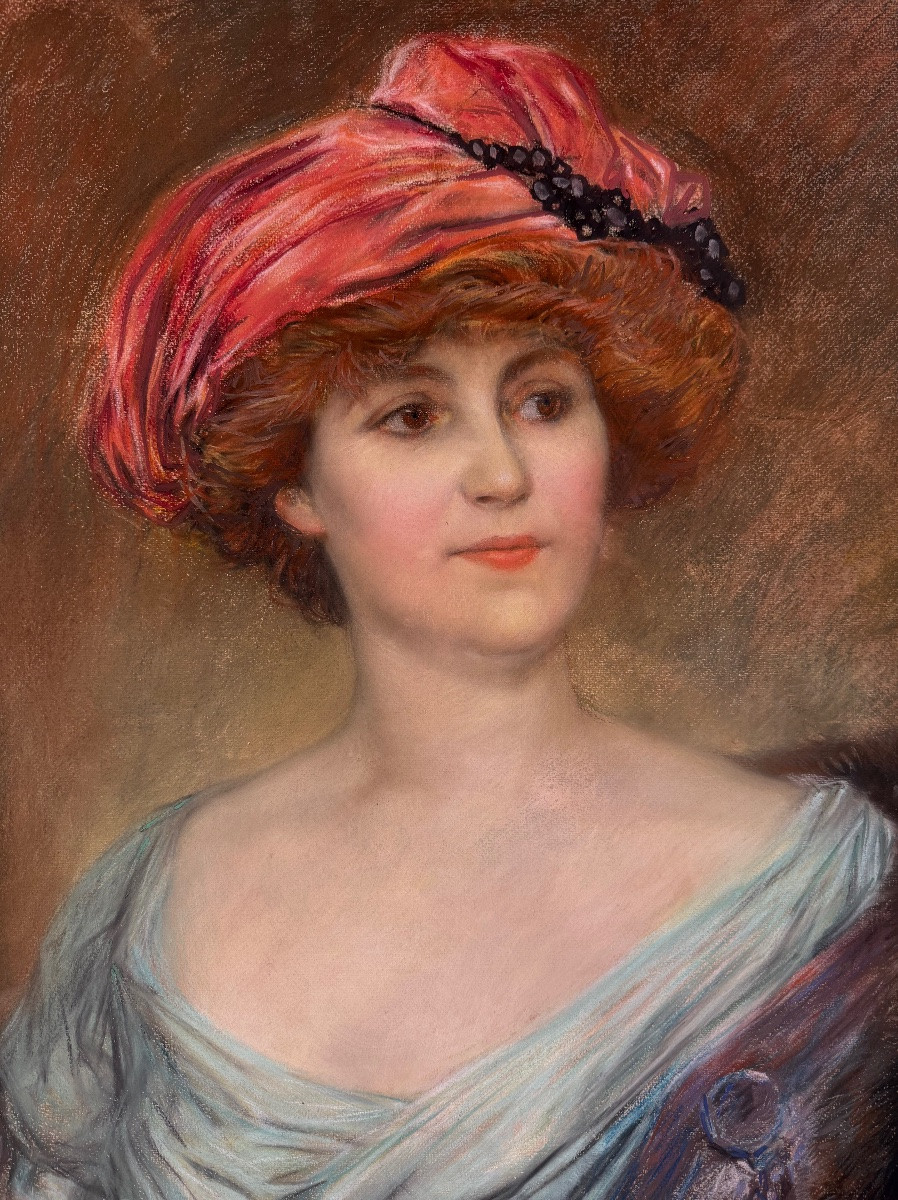 Pastel Of A Woman With Turban By Abel Faivre 1910-photo-1