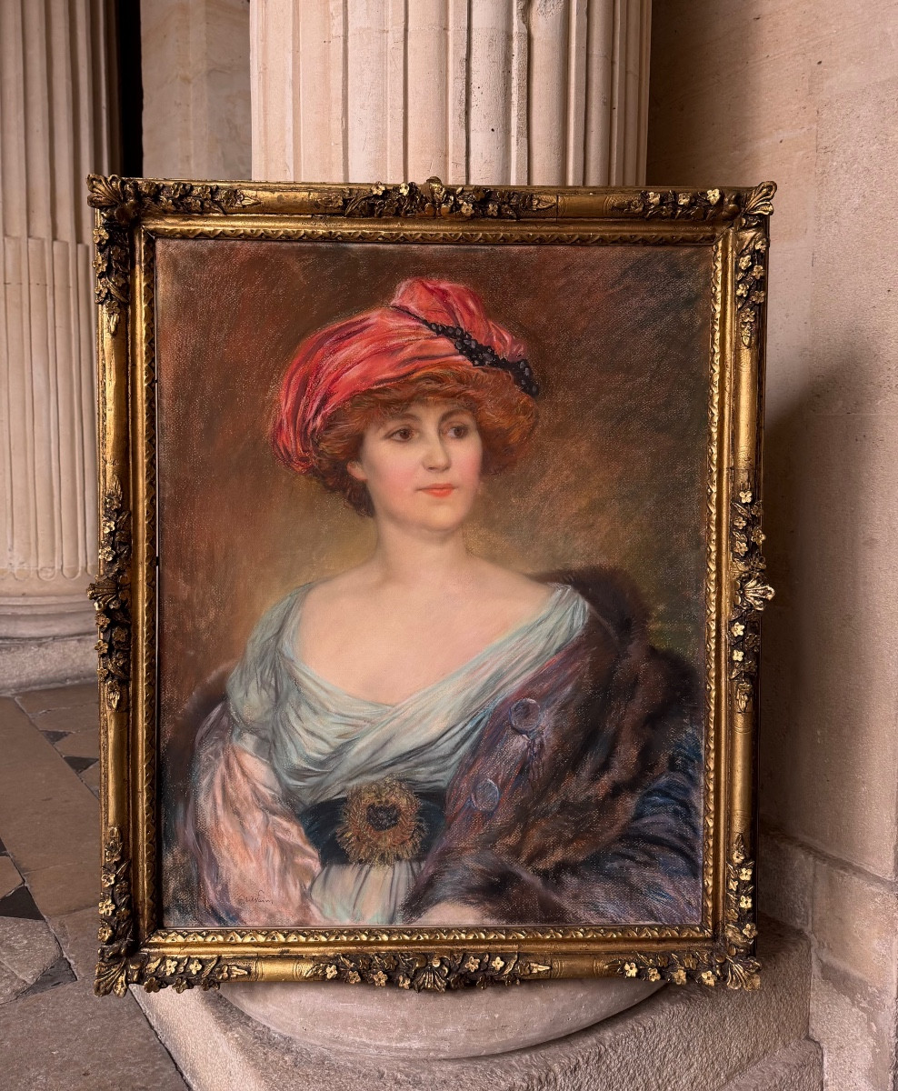 Pastel Of A Woman With Turban By Abel Faivre 1910