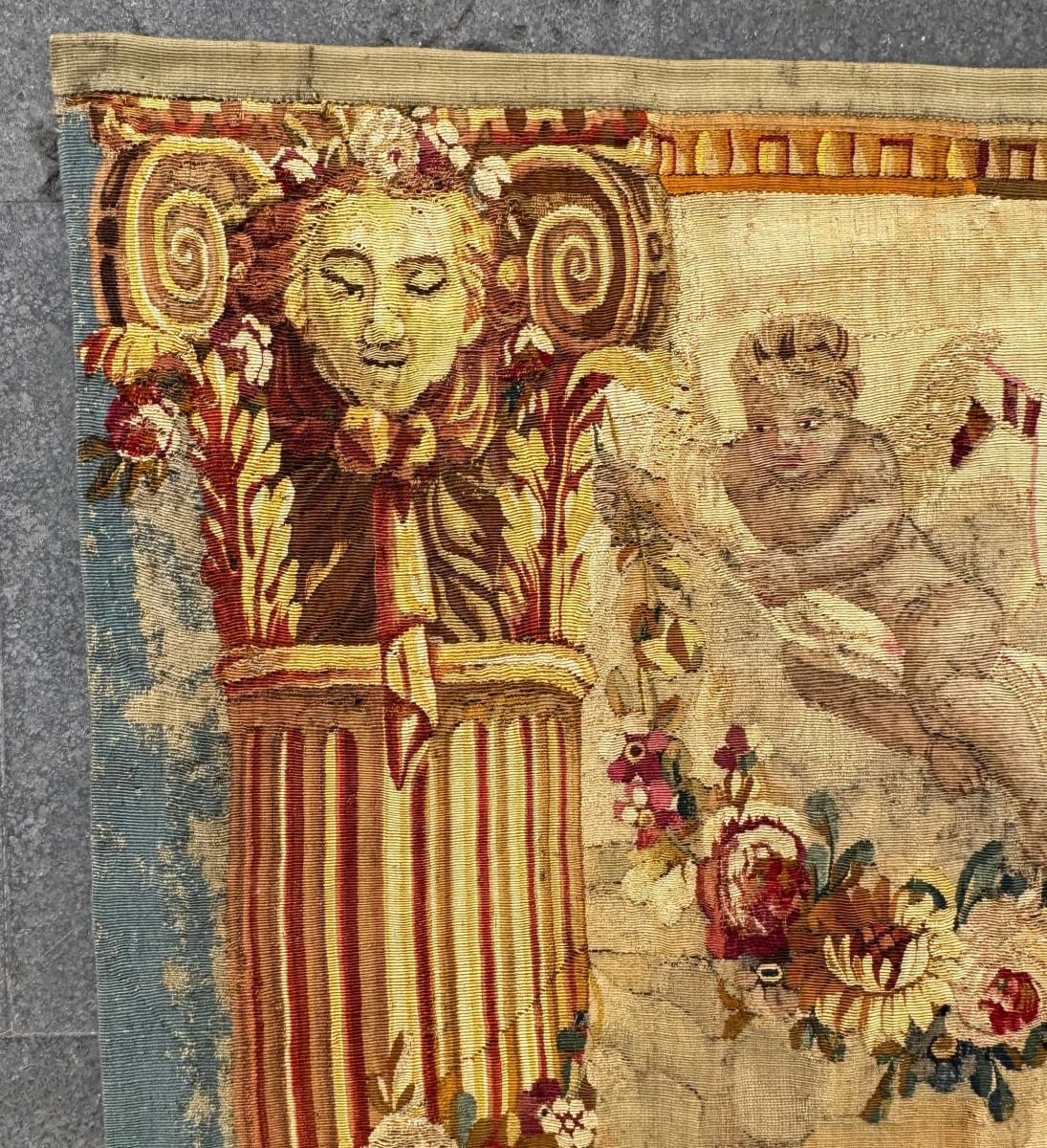 Scène De Pêche Galante Au Bord De L’eau, Tapisserie d’Aubusson Milieu 18ème Siècle -photo-2