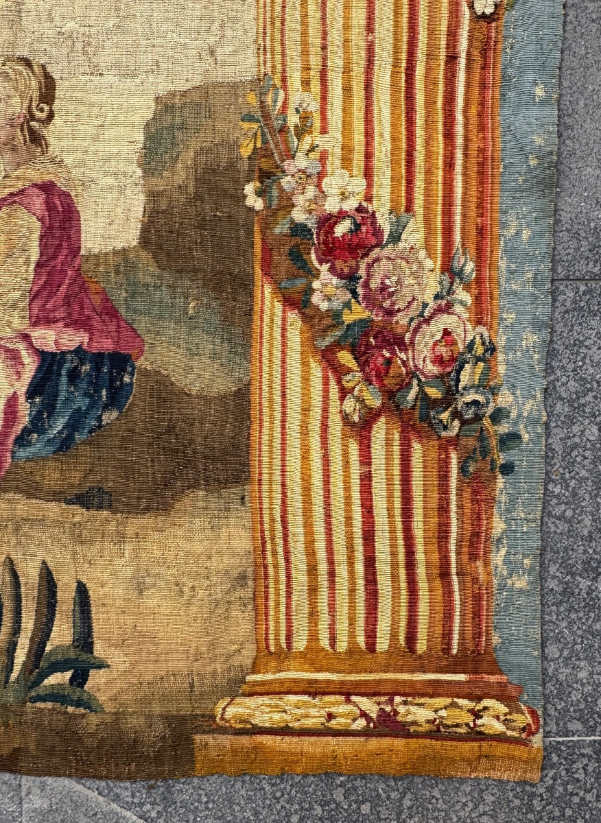Scène De Pêche Galante Au Bord De L’eau, Tapisserie d’Aubusson Milieu 18ème Siècle -photo-5