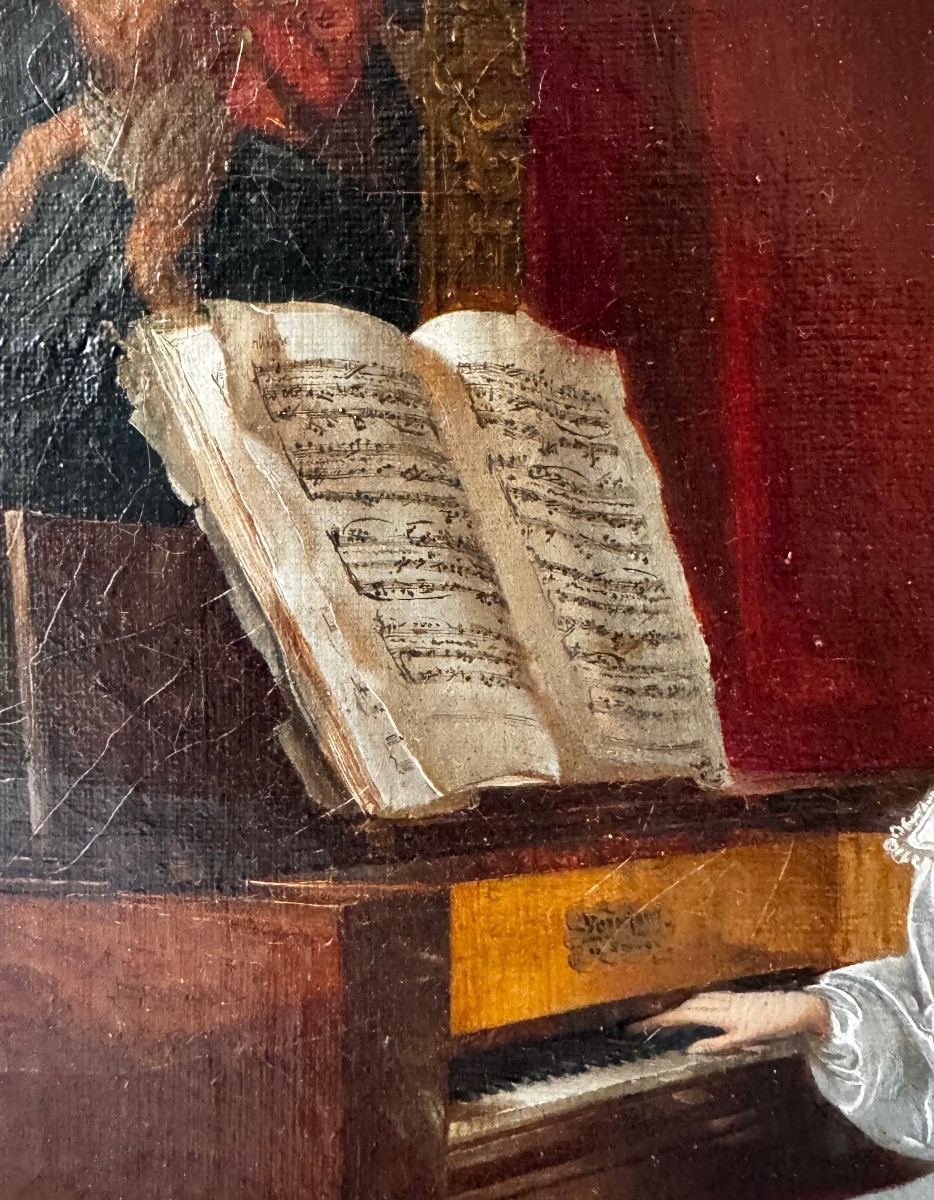 Young Girl With Piano, French School About 1820-1830-photo-3