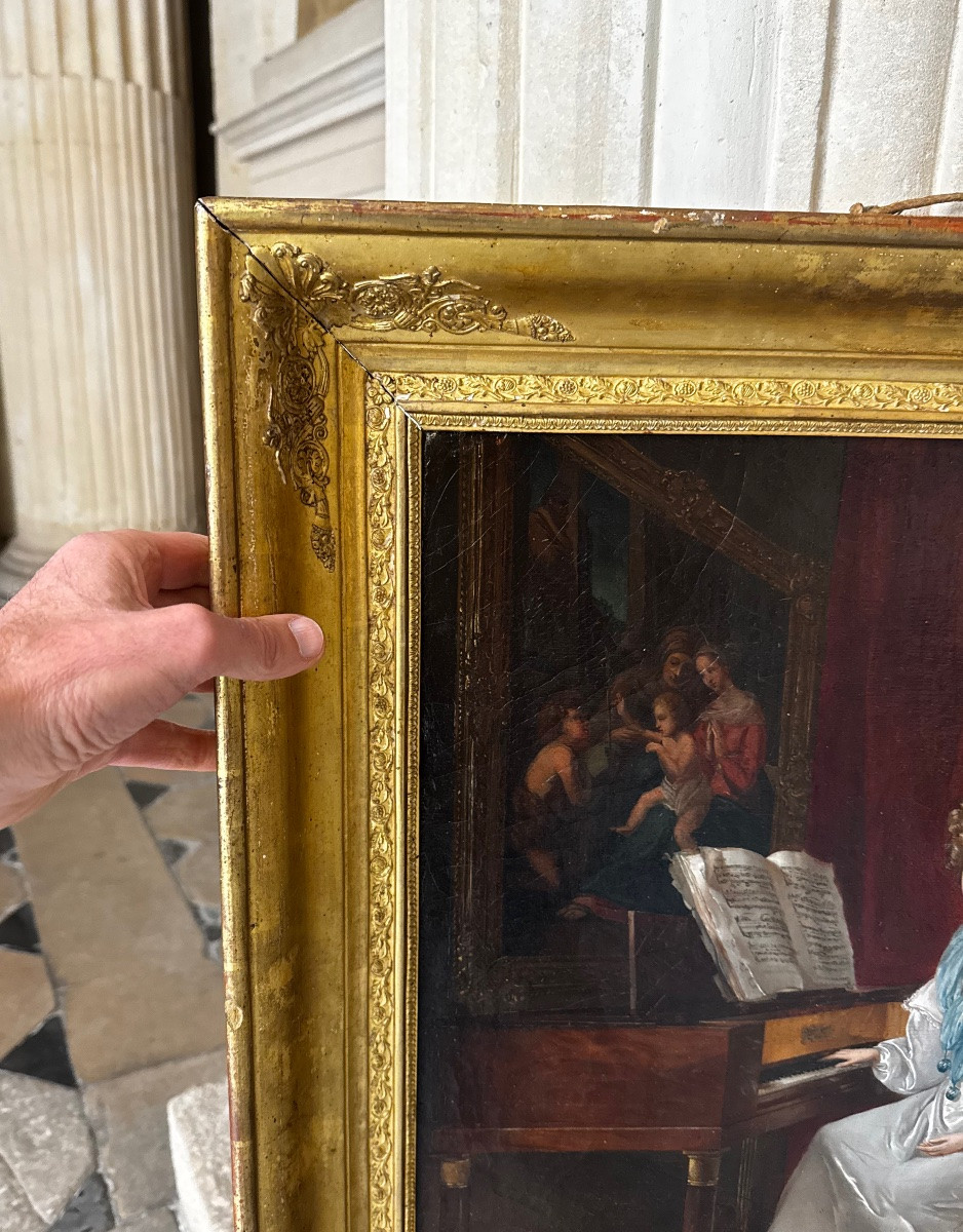 Young Girl With Piano, French School About 1820-1830-photo-8